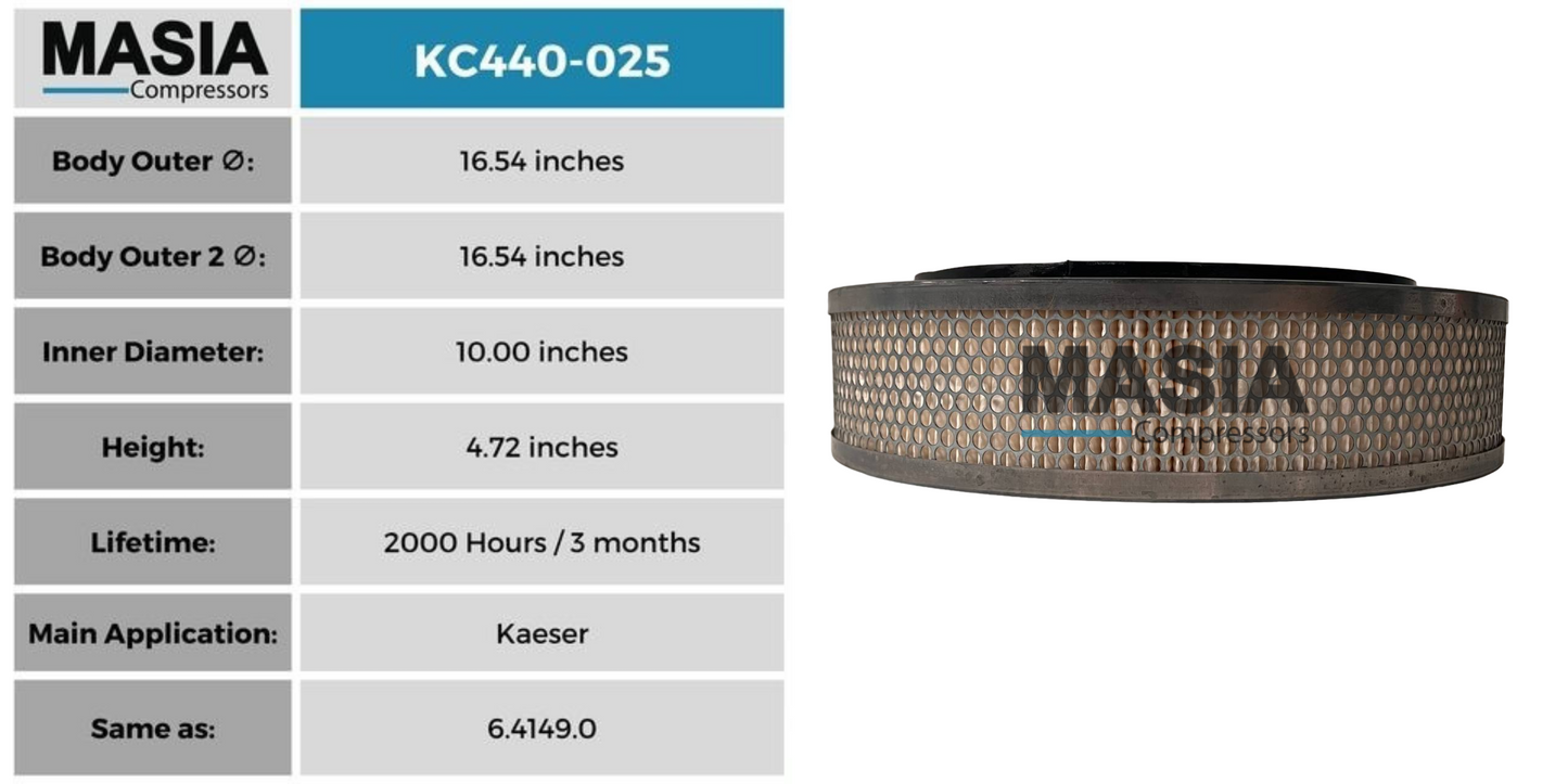6.4149.0 Air Filter Compatible With Kaeser - Fits CSD-60 thru CSD-125 Compressors - Made in USA