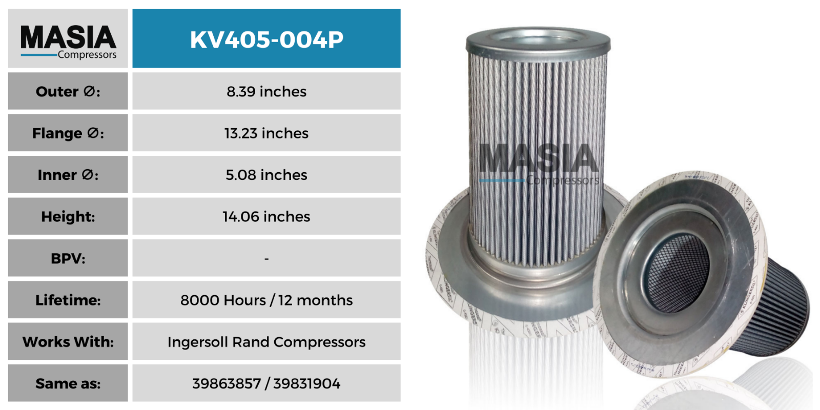 Separador de aire y aceite para motor Success 10004-0105T - Fabricado en EE. UU. - 8000 horas de funcionamiento