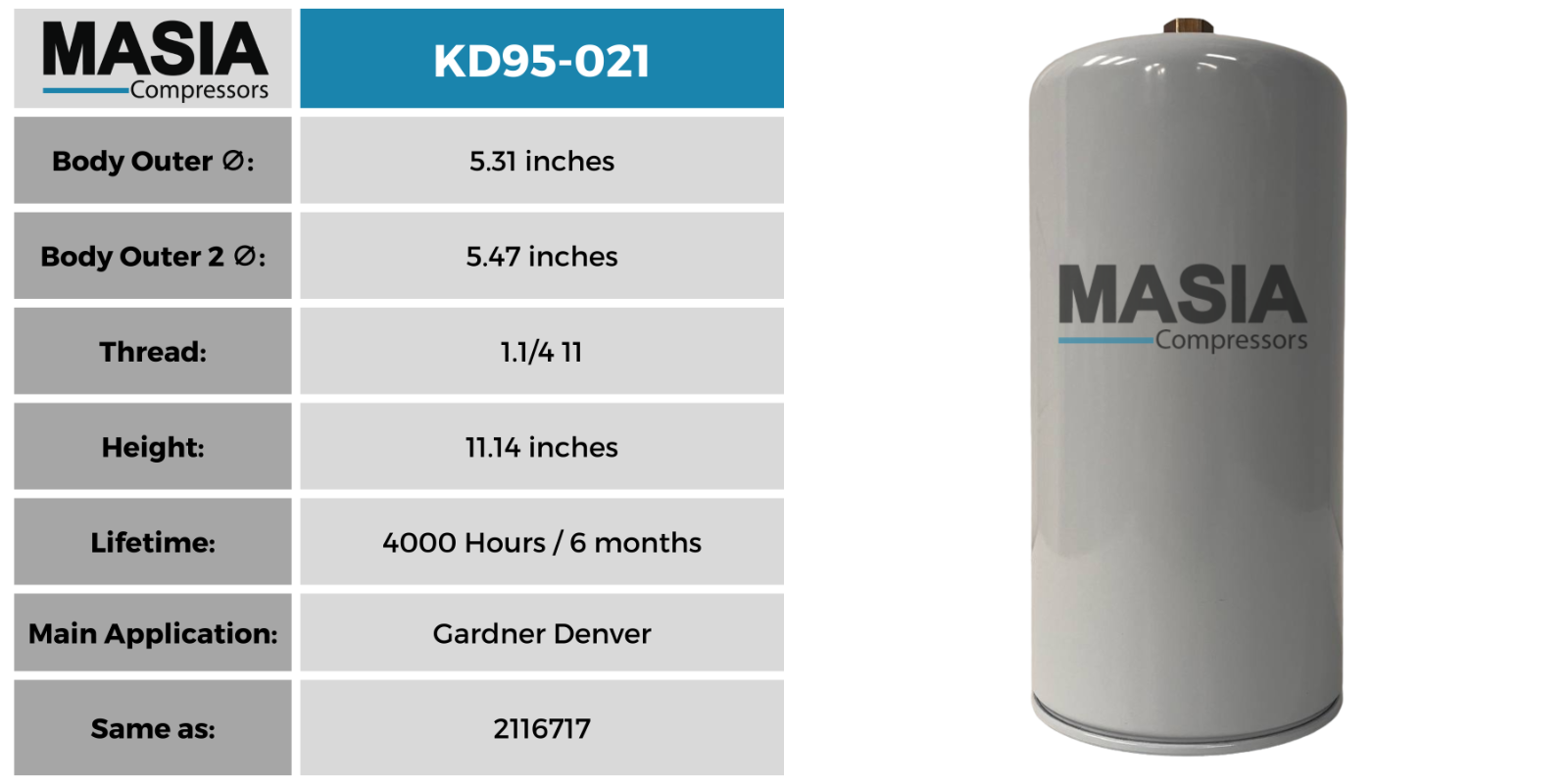 KD95-021 Keltec Technolab Separator Filter (Also works as: 25-62100)