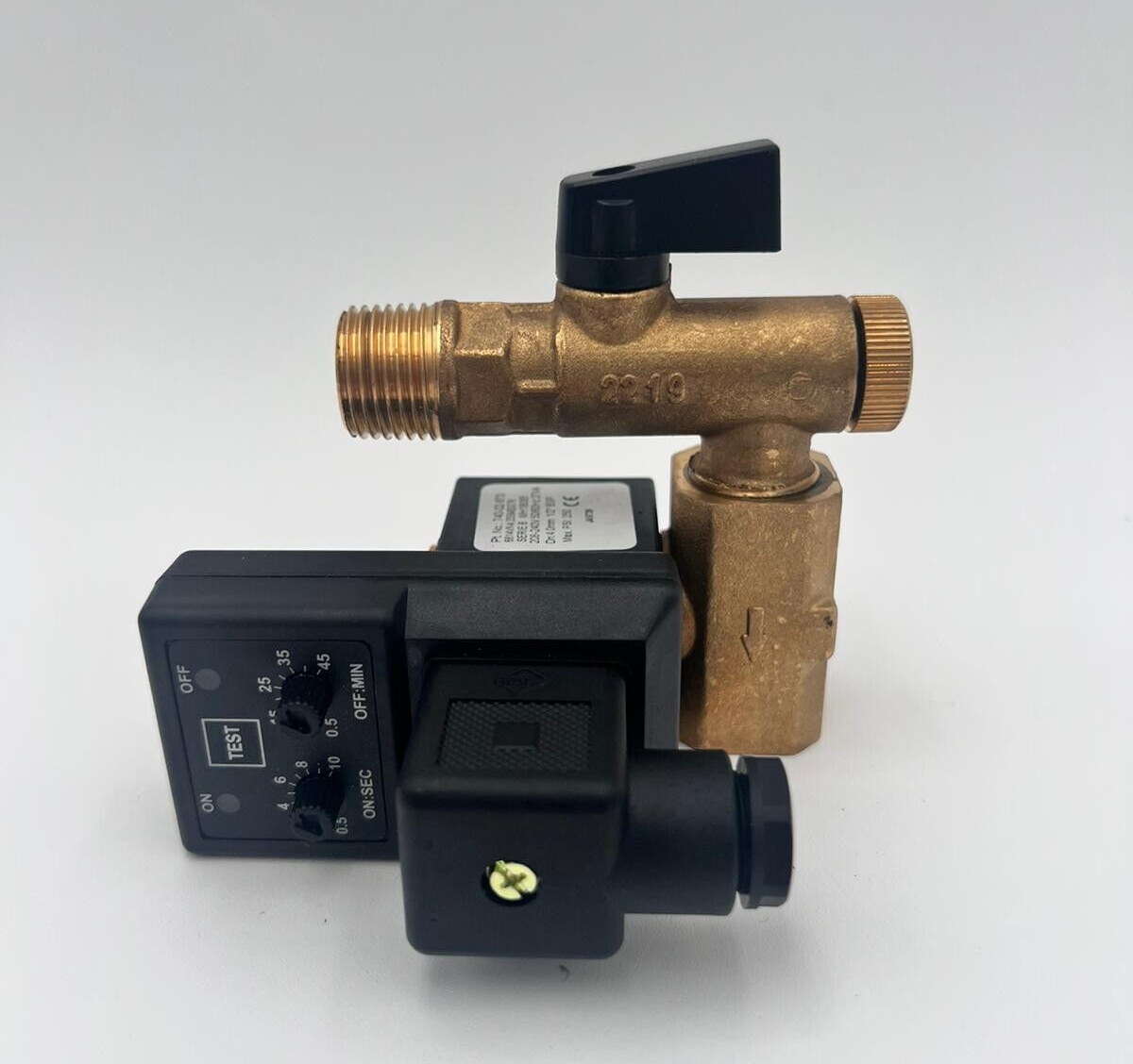 Timed Automatic Solenoid Drain Valve - G1/2 / 220V - Hardwire - Made in USA