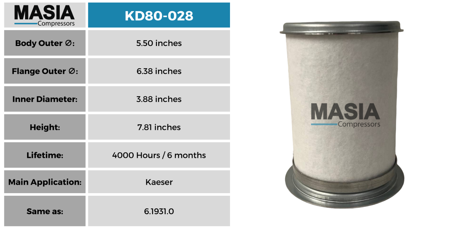 48043000 Fini Separator - Fabricado nos EUA - 4000 horas de trabalho