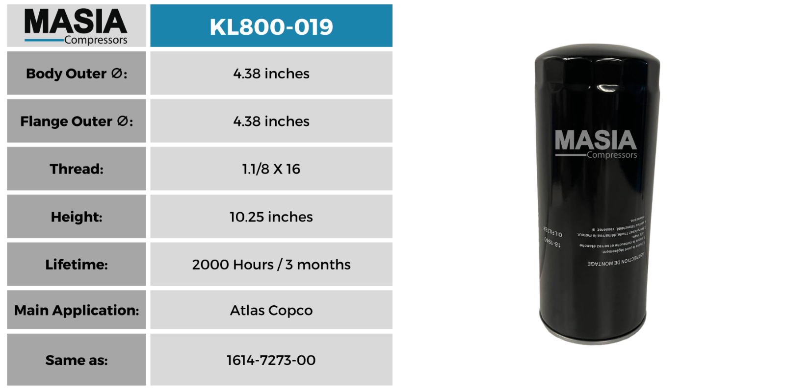 708506 Blitz Oil Filter - Made in USA - 2000 Working Hours