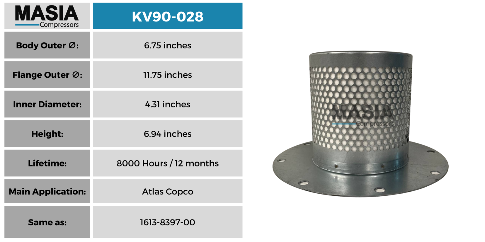 1613-9828-00 Separador de aire/aceite Atlas Copco (También: 2901-1389-00)