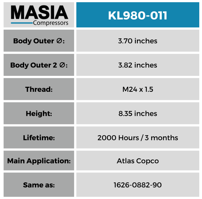 KL980-011 Keltec Technolab Oil Filter (Also works as: 01-8235)
