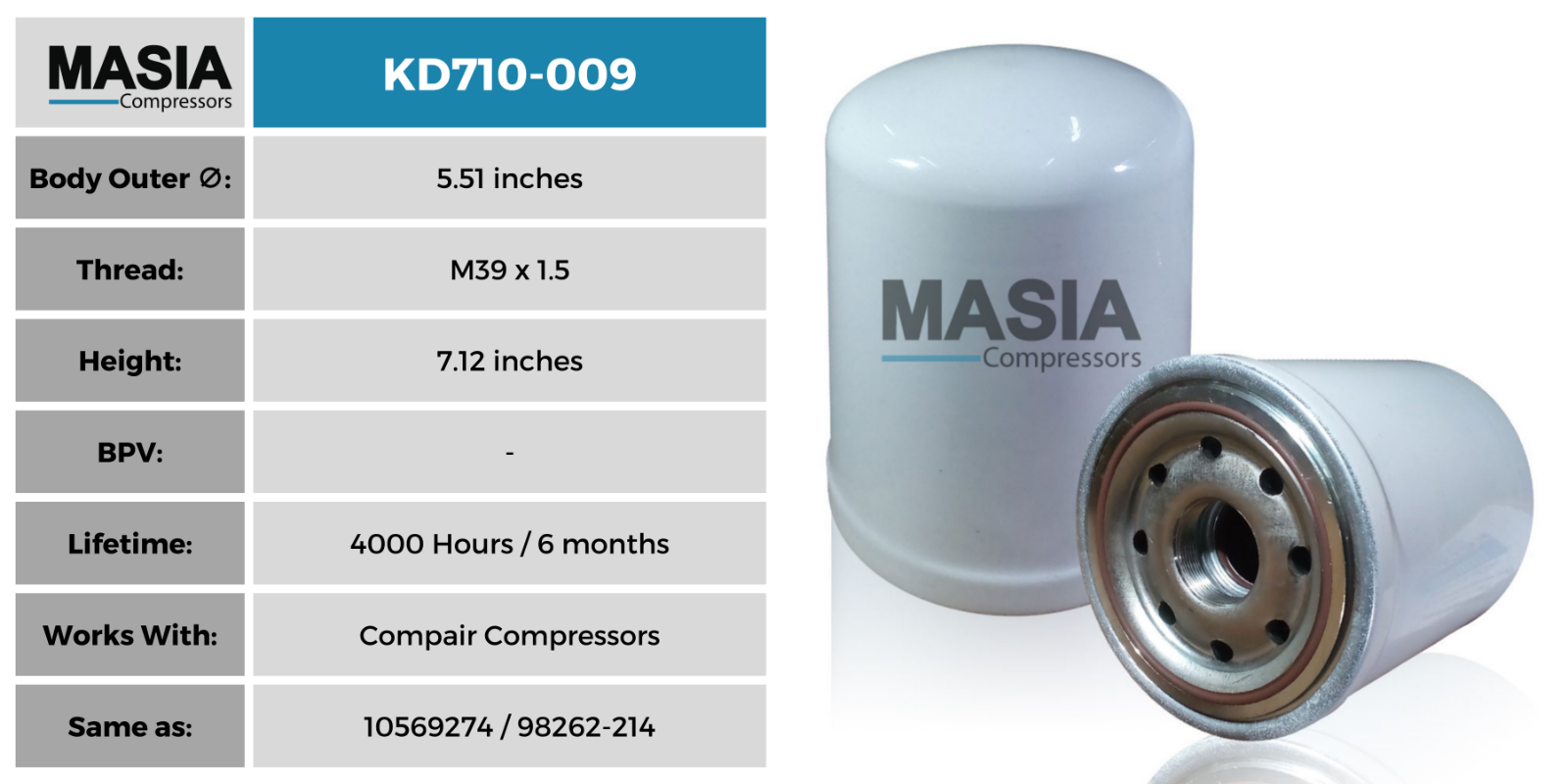 006090020 Kyungwon Air/Oil Separator - Made in USA - 4000 Working Hours
