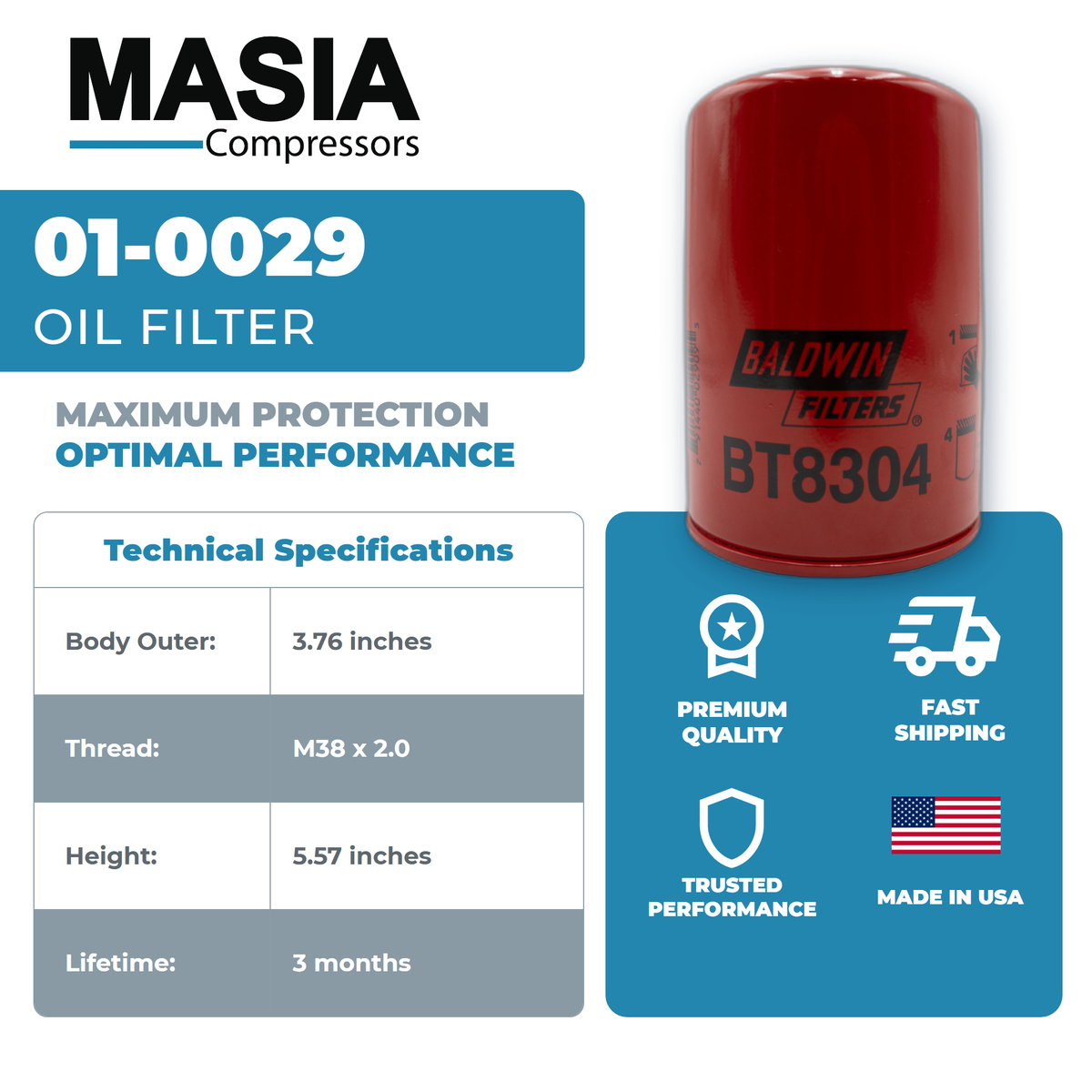 01-0029 Oil Filter Masia Compressors