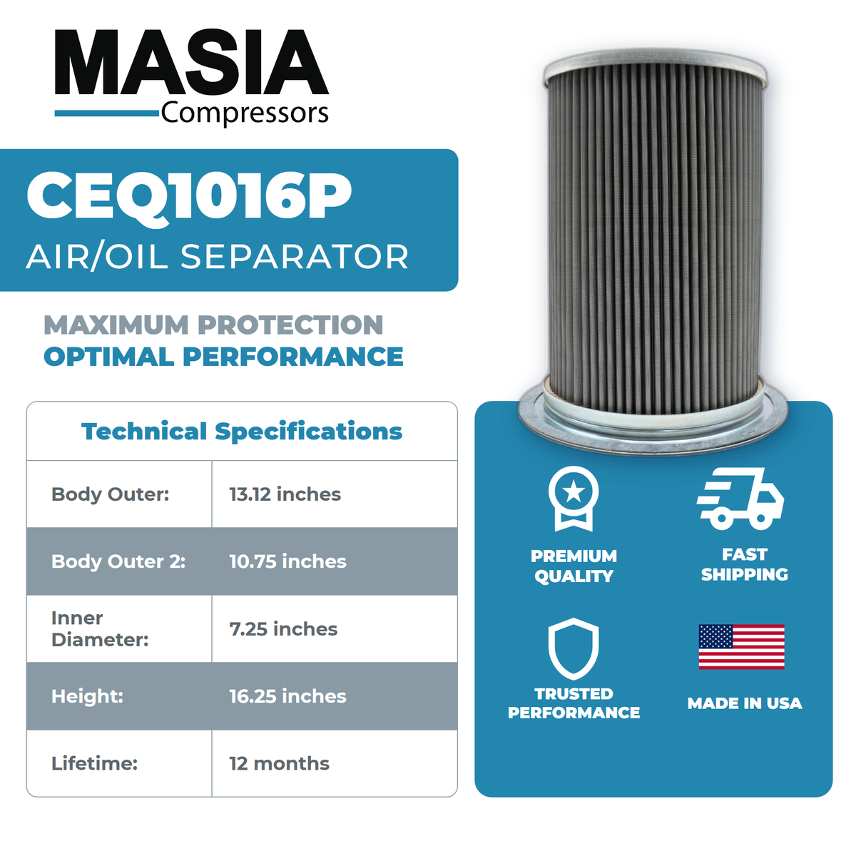 2013402020 Air/Oil Separator Compatible with Quincy