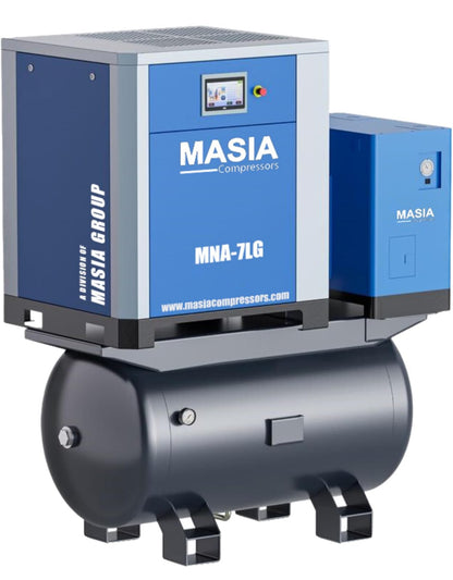 Masia MNA Series VSD Screw Air Compressor, 10 HP, 41 CFM, 147 PSI, 220V / 3ph