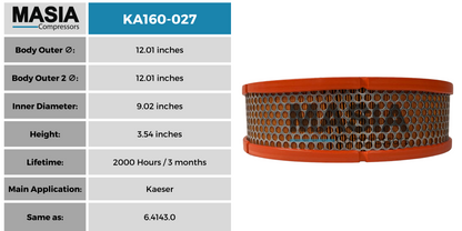 6.4143.0 Air Filter Compatible With Kaeser