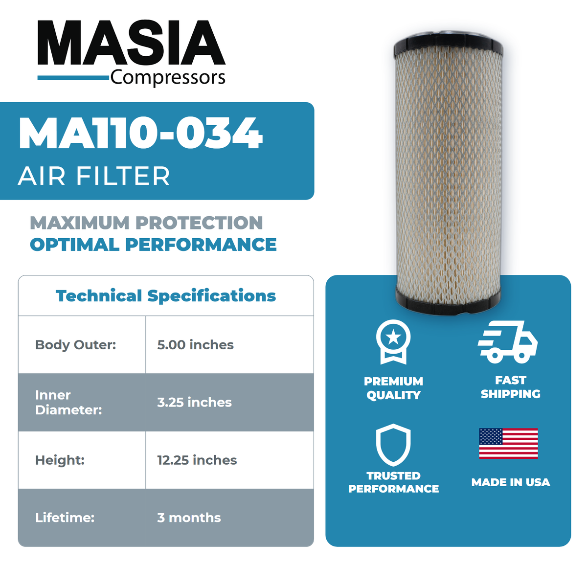 00521-060 Air Filter Compatible with Sullivan Palatek