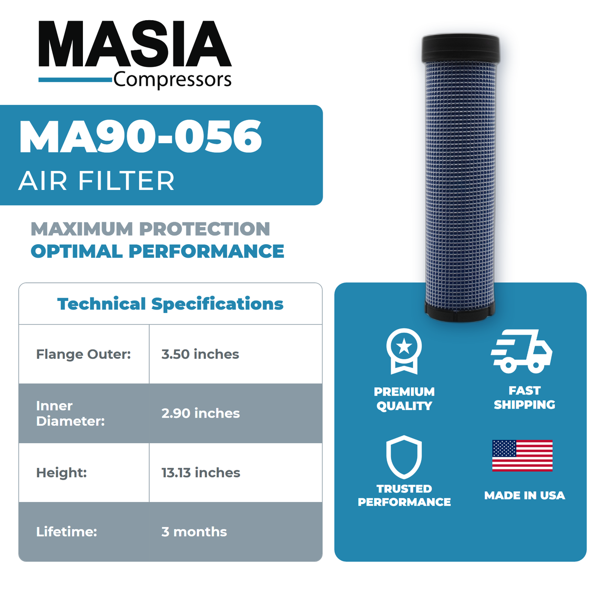 00521-082S Air Filter Compatible with Sullivan Palatek