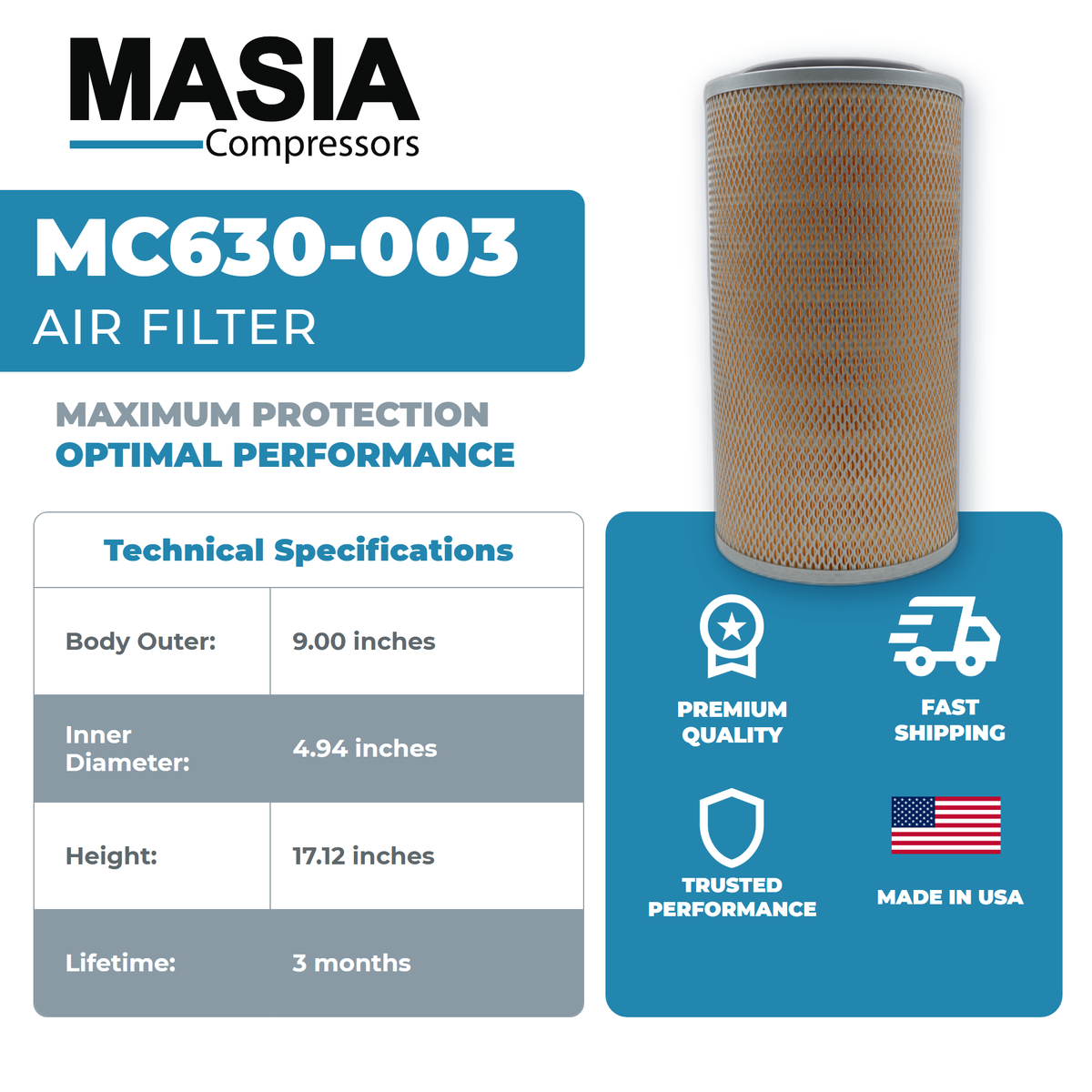 00521-110 Air Filter Compatible with Sullivan Palatek