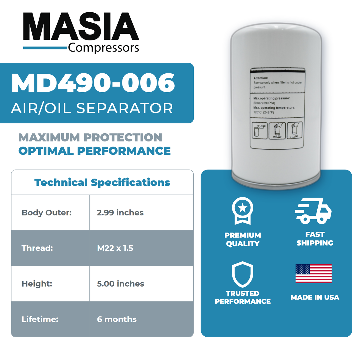1018710049 Air/Oil Separator Compatible with Termomeccanica