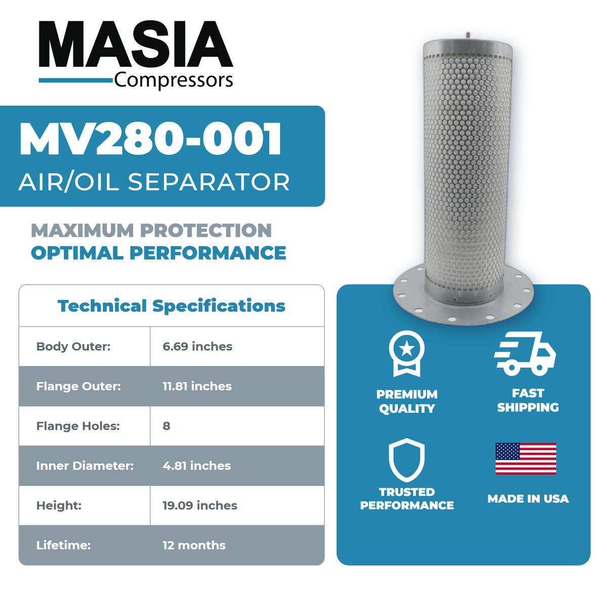 01-02391 Air/Oil Separator Compatible with Air Supply