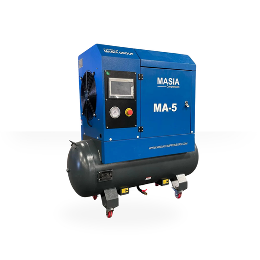 Compresor de tornillo rotativo VSD de 7,5 HP, 220 V, monofásico, 22 CFM con tanque de 26 galones