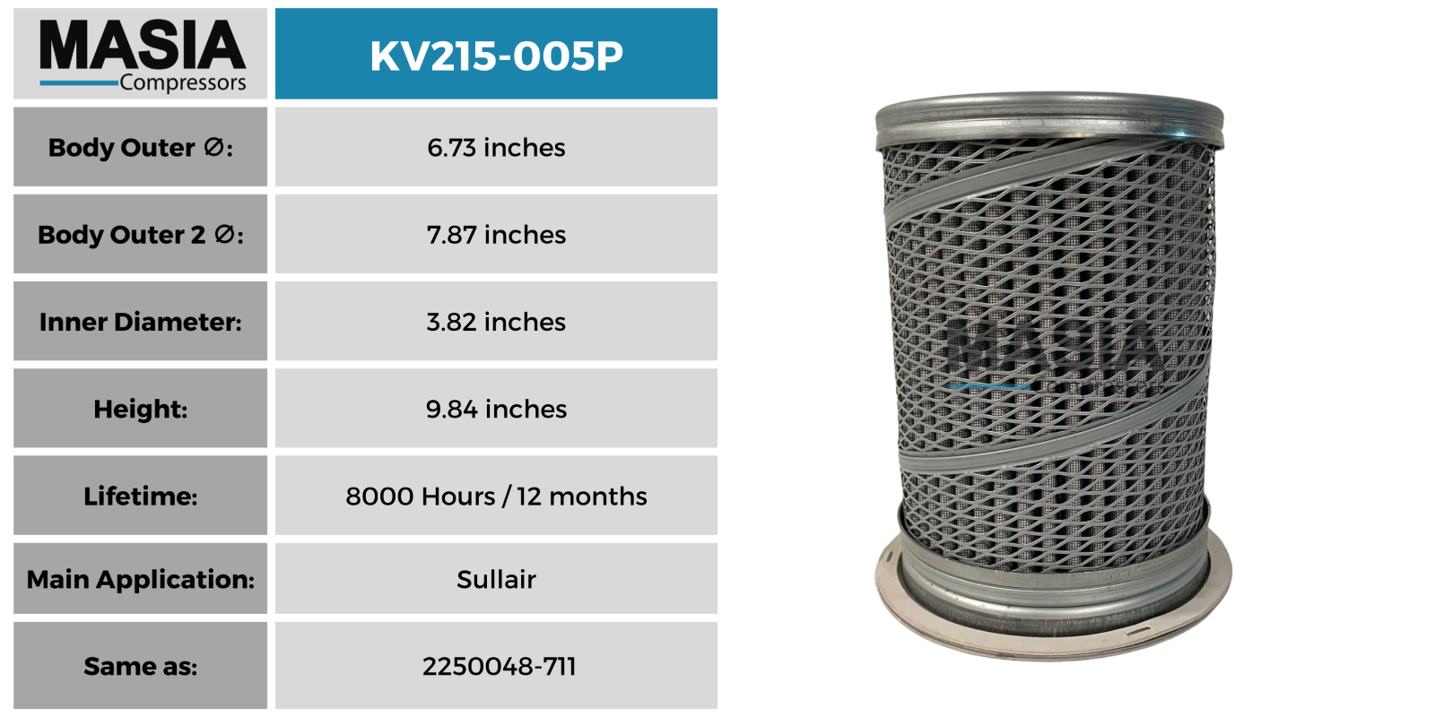 02250048-711 Sullair Air/Oil Separator (Same as: 02250121-500, 02250137-895)