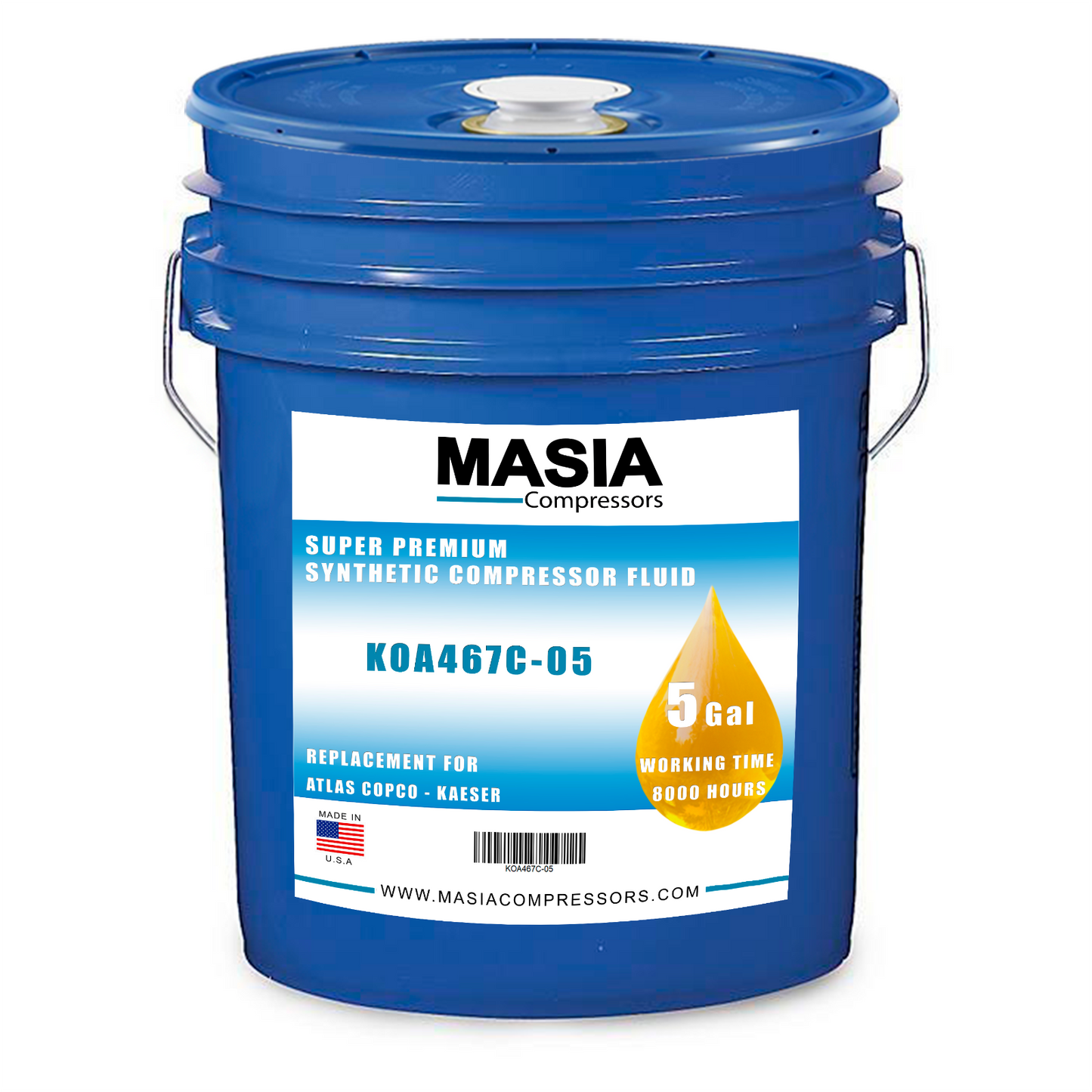 Summit SH-46 Air Compressor Oil, 8000 Hour PAO Synthetic Base, 5 Gallon Pail