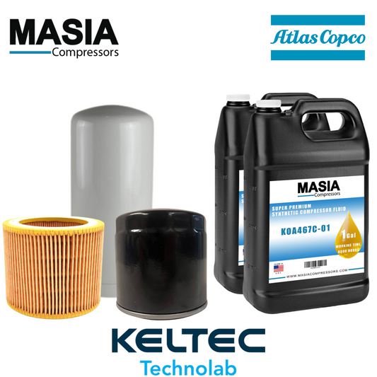 GA-5 thru GA-11 FF Atlas Copco Service Kit: Filter Kit and Lubricant (2 Gallons)