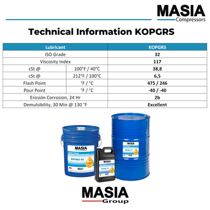 KOPGRS Masia Compressors Lubricant Made in USA Synthetic Oil 6 Gallon Pack